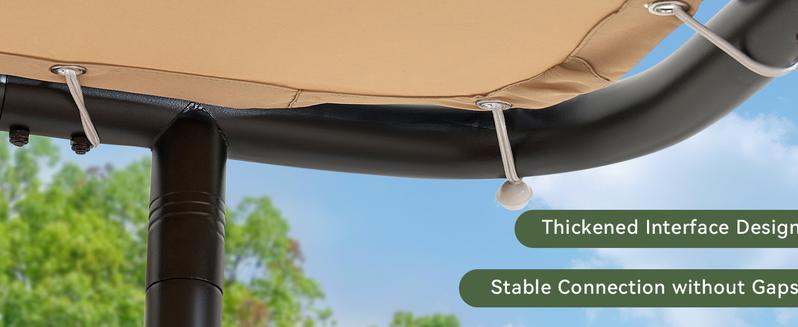 Aoxun 3-Size Lean-to Gazebo | Outdoor Pergola (8x5/10x6/10x12) | UPF50+ UV Resistant Waterproof Canopy | Wall-Mounted Sloped Roof Awning for Patio Backyard Deck Garden | Khaki Sun Rain Protection