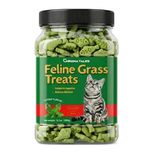 AegisBlend Healthy Cat Grass Treats for Gentle Hairball Relief. Support digestion & immune health with vitamins. Mint for calm, crunchy for teeth cleaning. Delicious chicken & fish for training & rewards