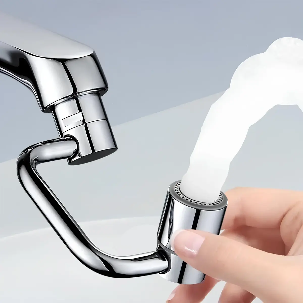 1440° Rotating Faucet Aerator Extension - Easy Installation Bathroom Sink Taps, Tool-Free 10-Second Setup, All-Angle Control, Dual Sprayer Mode, Tap Head Replacement, Smart Face Washing Extender, Home Improvement Attachment