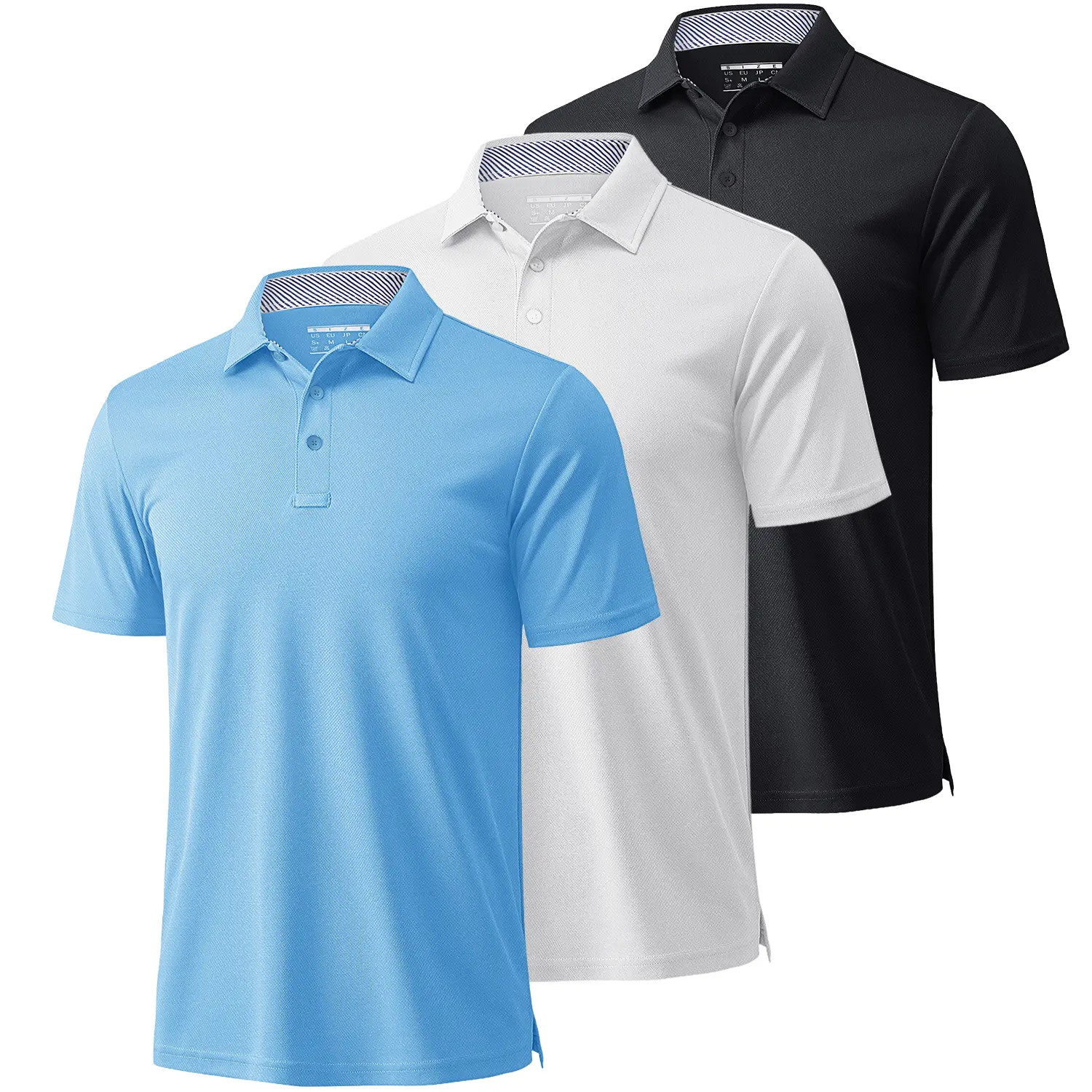 MAGCOMSEN Men's Polyester Fabric Polo Shirts (1/3 Pack) - Short Sleeve Menswear, Moisture Wicking Collared Performance Tops with Bonus Sunglasses & Ring for Athletic, Casual Golf Use, Outdoor, Classic, Hem, Breathable
