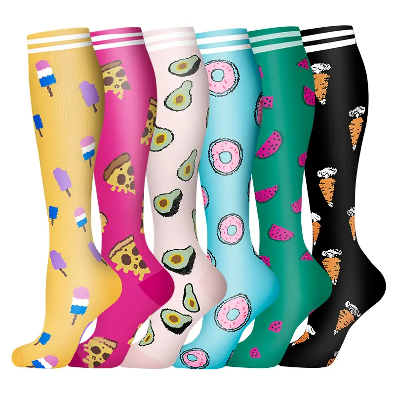 MhzyCaus No.6   6 Pairs Over-the-Knee Compression Socks – Breathable, Moisture-Wicking, Comfortable for Running, Yoga & Daily Wear, Stylish Design
