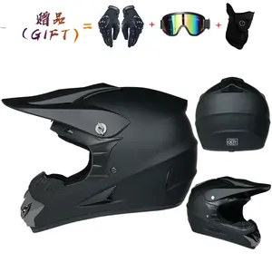 Adult Men's Off-Road Motorcycle Helmet, Matte Black Full Face Pneumatic Tactical Helmet with Goggles & Gloves, DOT Certified Crash Helmet with Face Mask for ATV, Motocross, Dirt Bike, E-Bike & Outdoor Off-Road Adventures
