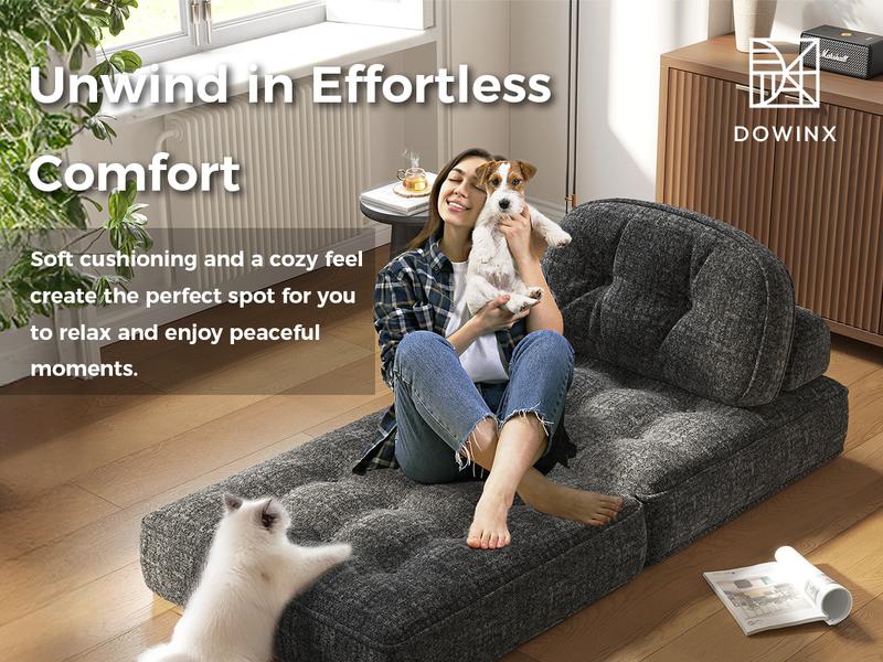Dowinx Foldable Velvet Sofa Bed: Modern Single Design for Apartments, Living Room, Bedroom - Comfy Lounge & Gaming Couch for Kids/Adults