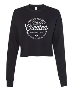 Trenz Shirt Company Womens Perhaps You Were Created Esther 4:14 Christian Crop Crew Fleece