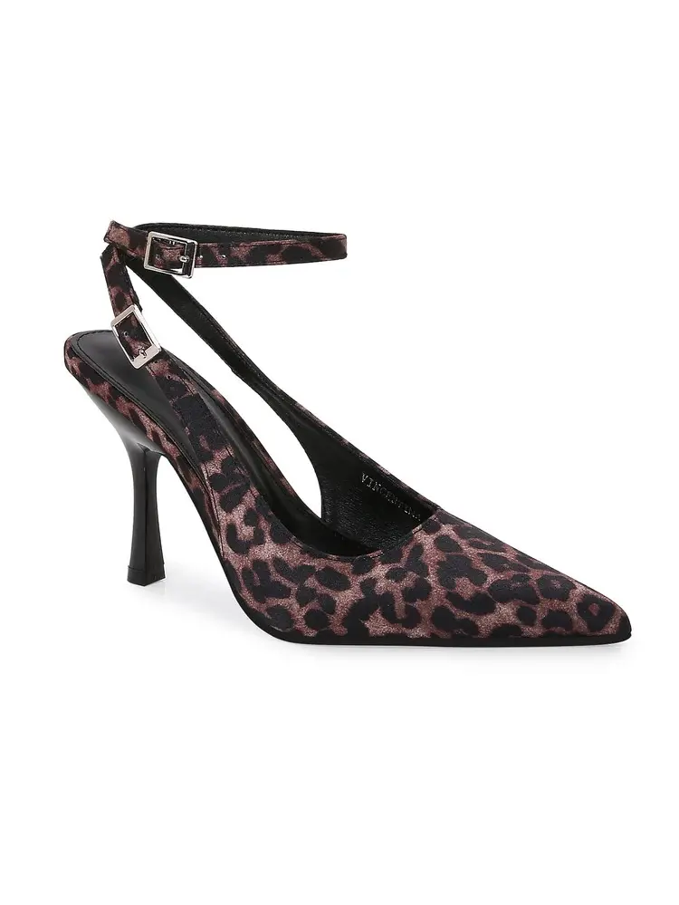 Camille Patent Heel Slingback Sandals with Ankle Strap - 3.5" Stiletto Heels for Elegant Office & Evening Wear - Leopard Print & Glitter Finishes Available - Walking Shoes Women