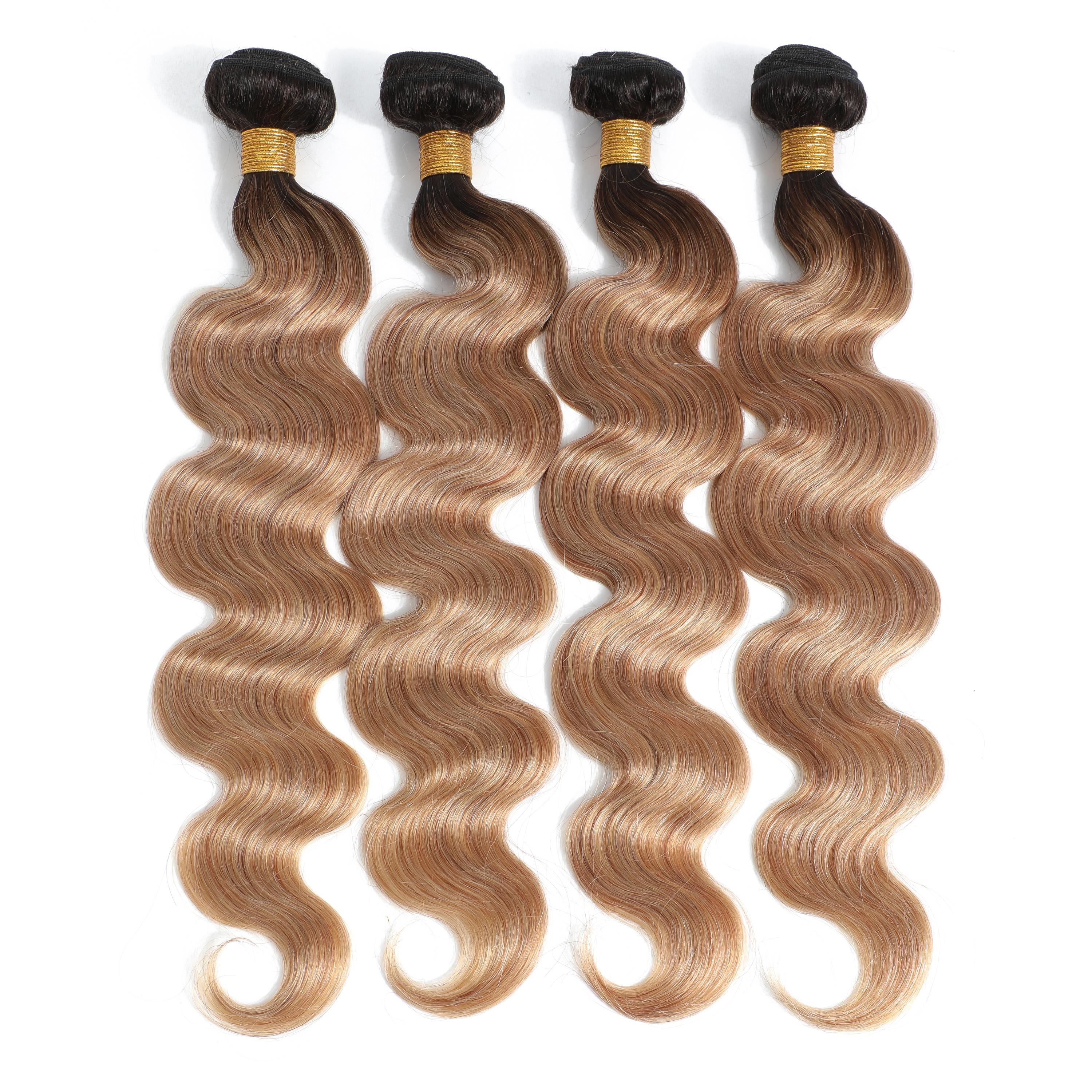 12A Ombre Body Wave Bundles Human Hair with Closure glossy hair bundles 100% Unprocessed Brazilian Human Hair Raw human hair bundles Ombre Highlight Body Wave Human Hair Weave 3 Bundles with Closure valentines gifts for gf