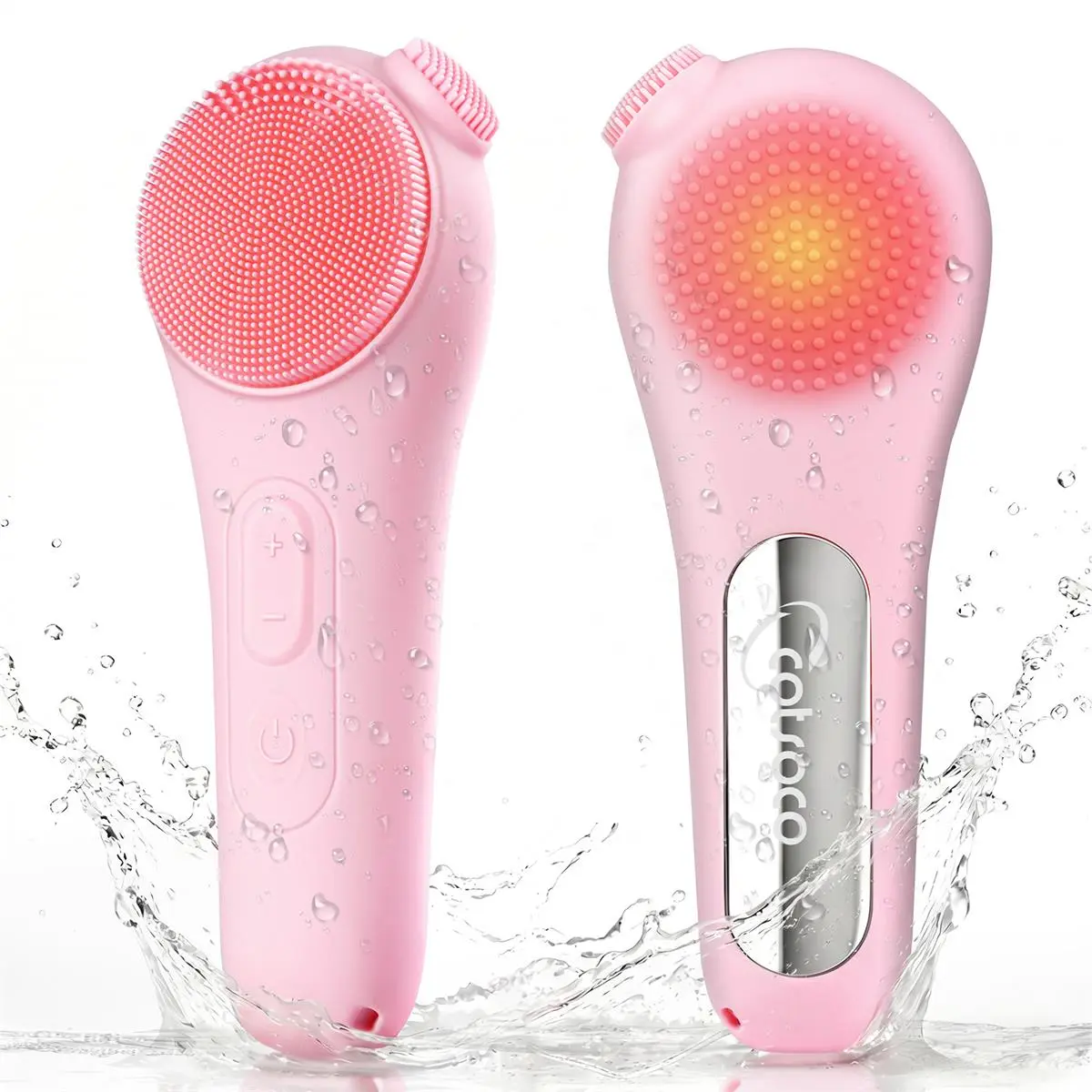 Cotsoco Facial Cleansing Brush with Heat & Vabration, Skin Massager Electric Silicone, Electric Facial Cleanser for Deep Cleansing, Gifts for Men Women, Mother's Day Father's Day, Summervibes