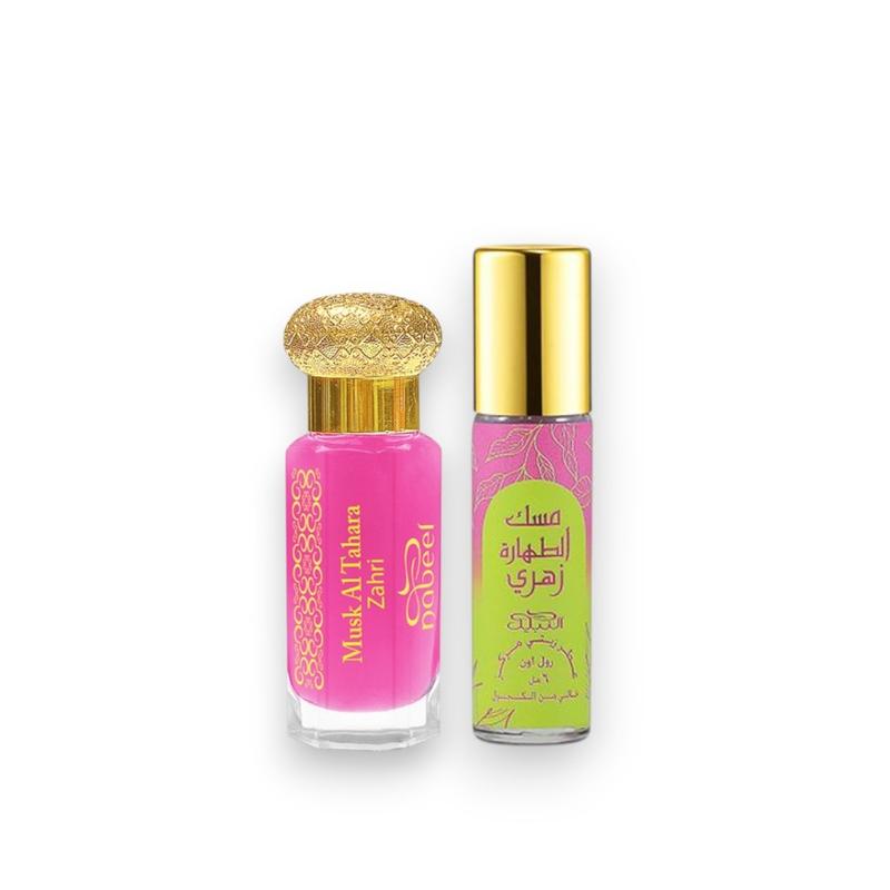 Nabeel Perfumes | Musk Al Tahara Zahri | Musk Al Tahara Zahri + Musk Al Tahara Zahri Roll-On Oil | 6 ML - 12 ML | Unisex fragrance | White Musk - Violet & Powdery Notes