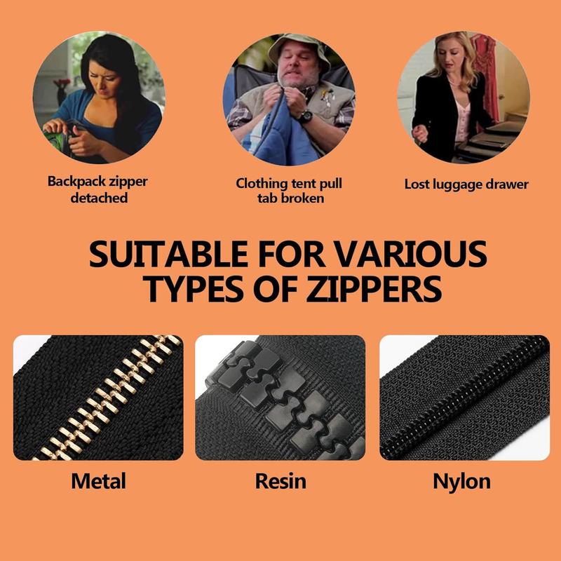 6PCS Zipper Repair kit,Quick Install Detachable Pulls Zip Heads,Zippers Replacement,No Sewing Required, for Jackets, Luggage, Bags,Tents,Backpacks 3 Different Sizes