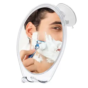 HONEYBULL Fogless Shower Mirror for Shaving - with Suction, Razor Holder & Swivel, Small Mirror, Accessories, Bathroom Holds Razors
