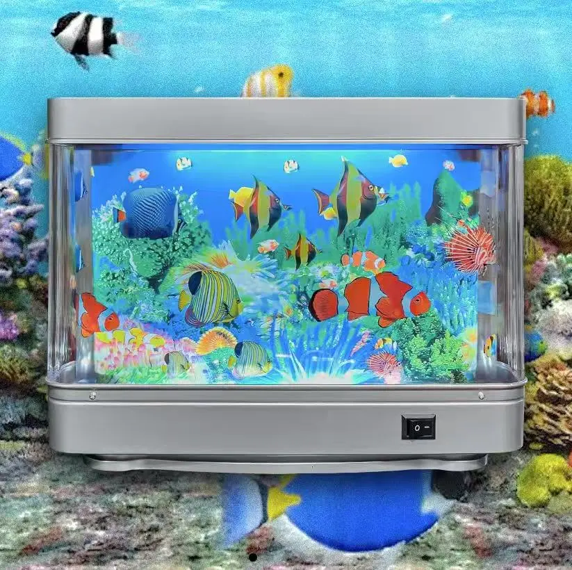 Artificial Tropical Fish Tank Lamp - Faux Aquarium Ornament with Virtual Moving Ocean Effect, Sensory Mood Night Light for Fish Tank Decorations, Room Decor, Decorations for Room, Bedroom Decor Accessories