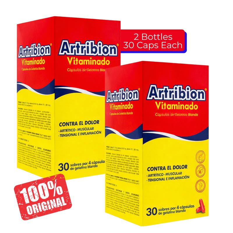 2 Pack Viral - Artribion Vitaminado 30 Capsules Each - Healthcare Vitamins - Gelatina Blanda Contra el Dolor - Musculo Tensional Inflamacion