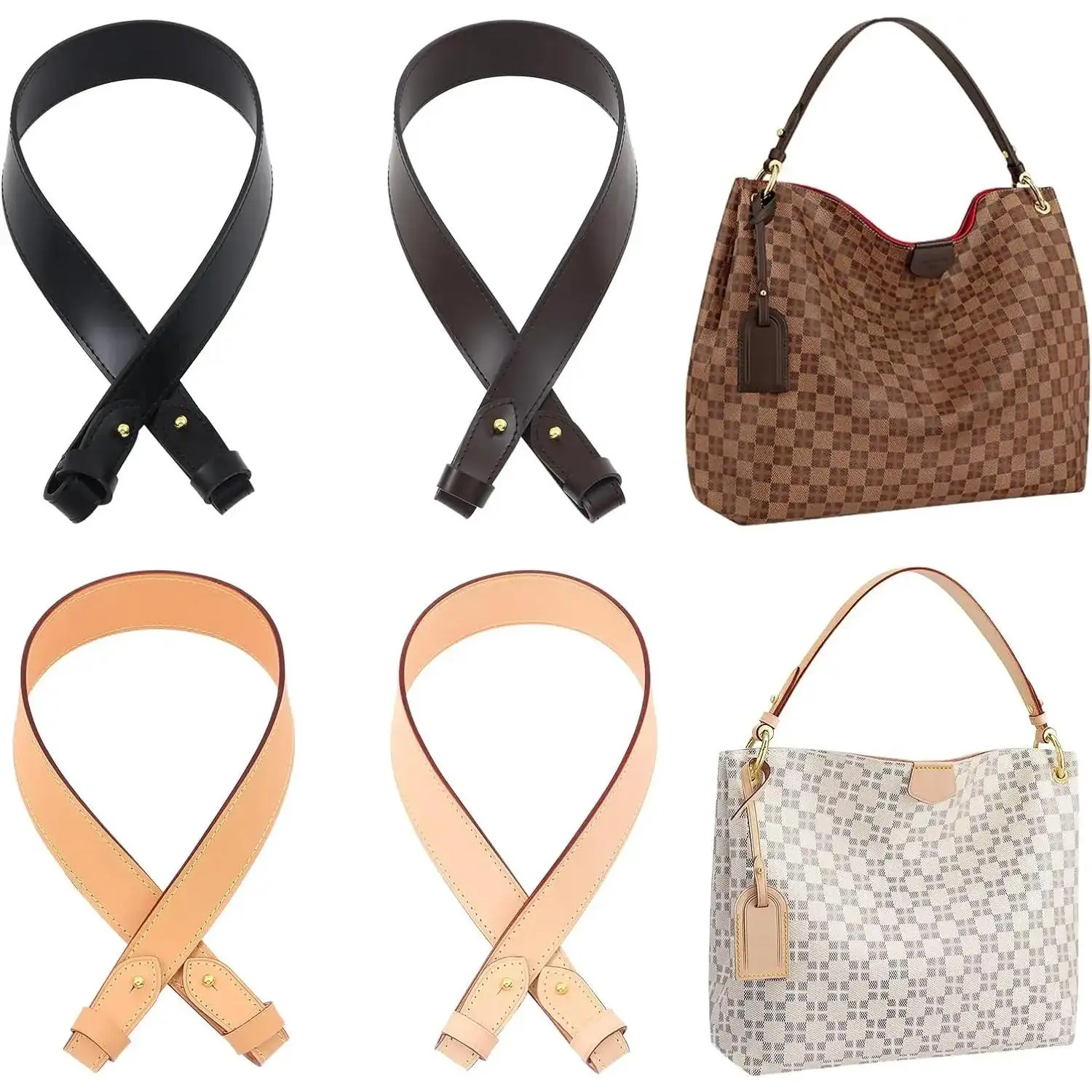 Ankes Vachetta Leather Replacement Shoulder Strap For Gracefull Bags, Adjustable Strap Compatible With Neverfull PM Monogram