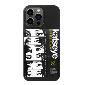 KATSEYE "Beautiful Chaos" Album Art iPhone Case Slim Protective Cover with Bold Monochrome Design & Official Tracklist for KATSEYE Fans