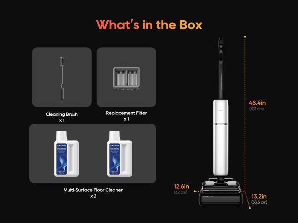 DREAME Aero Pro Vacuum Mop, ALL-in-ONE cordless cleaner for wet messes & dry messes, 0 hair residue, 5mins quiet flash self-clean, 185℉ self-dry, 60min runtime, for family, for all flooor types