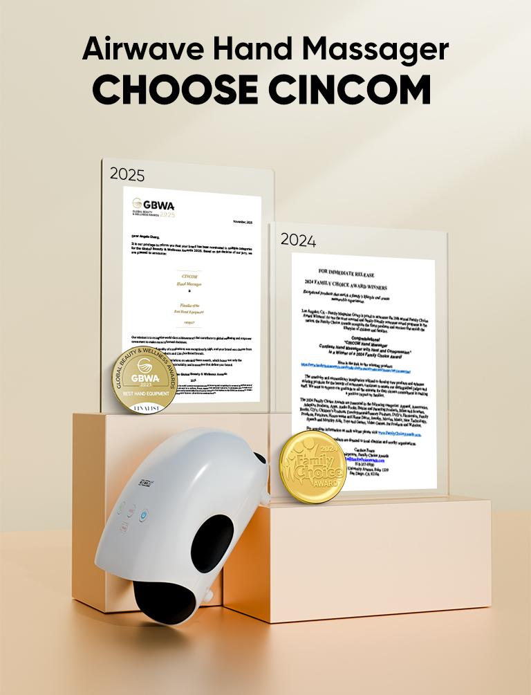 CINCOM Portable Hand Massager, Cordless, Advanced Airwave Technology, Customized Mode & Heating Function, Long-Lasting Battery Life, Auto-Off Feature, Perfect for Daily Relaxation, Comfort, White, Ideal Gift for Christmas & Birthday,dorm essentials,sohoch