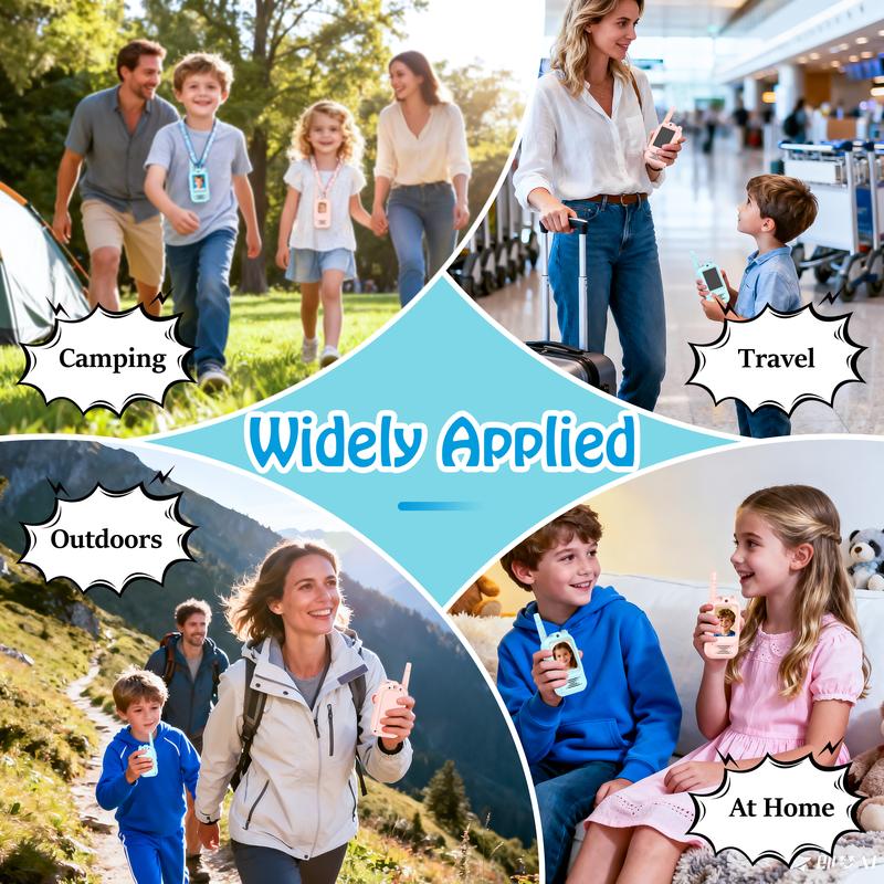 Video Walkie Talkies for Kids, Christmas Gift Handheld Rechargeable Video Intercom Kids Walkie Talkies, Indoor Outdoor Toys for Family Games, Outside, Camping, Hiking for Boys Girls Ages 3-12 (Blue/Pink)