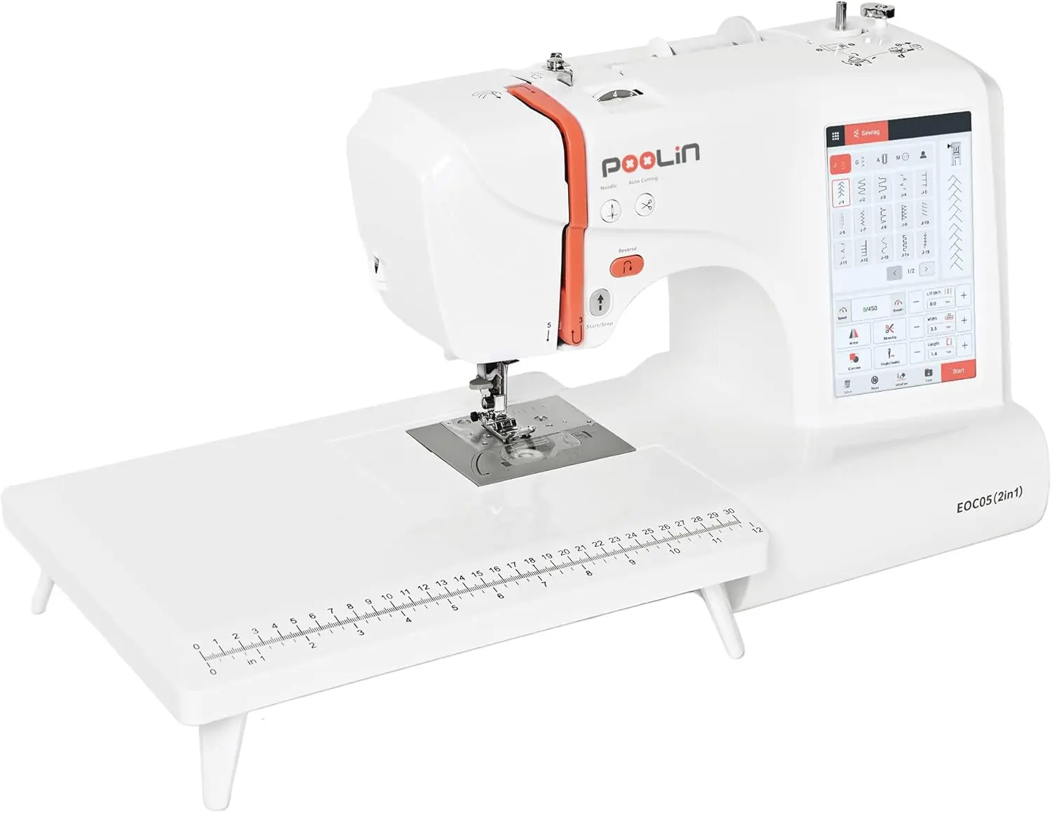 PooLin EOC05 2-in-1 Sewing & Embroidery Machine with Stabilizers, 4"x4"/4"x9.25" Embroidery Sizes, 130 Built-in Designs, 207 Sewing Stitches, 7-inch Touchscreen WiFi Transfer, 1-step Buttonhole, Full Kits & 1-on-1 Training Included