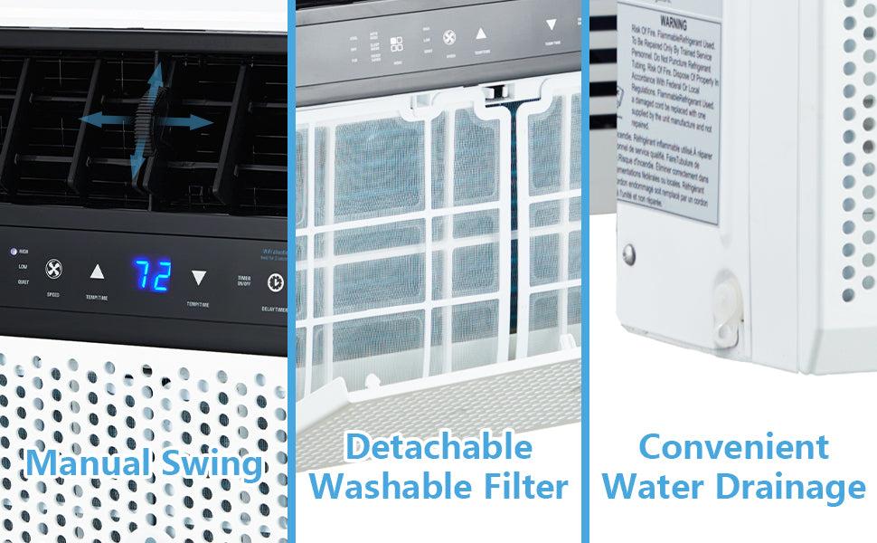 GARVEE 8000 BTU Window Air Conditioner U-Shaped, Window ac Air Units Cools Up to 350 sq. ft., Remote Control , Sleep Mode, Ultra Quiet, Energy Efficient, air conditioner window unit for Bedroom Room