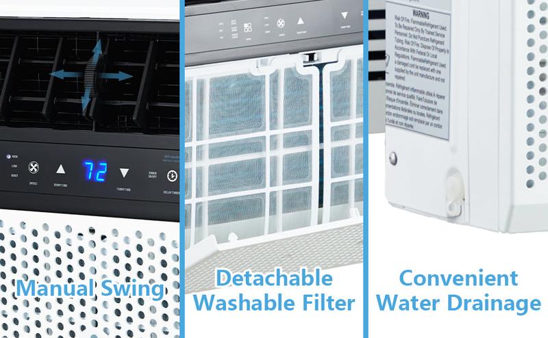 GARVEE 8000 BTU Window Air Conditioner U-Shaped, Window ac Air Units Cools Up to 350 sq. ft., Remote Control , Sleep Mode, Ultra Quiet, Energy Efficient, air conditioner window unit for Bedroom Room