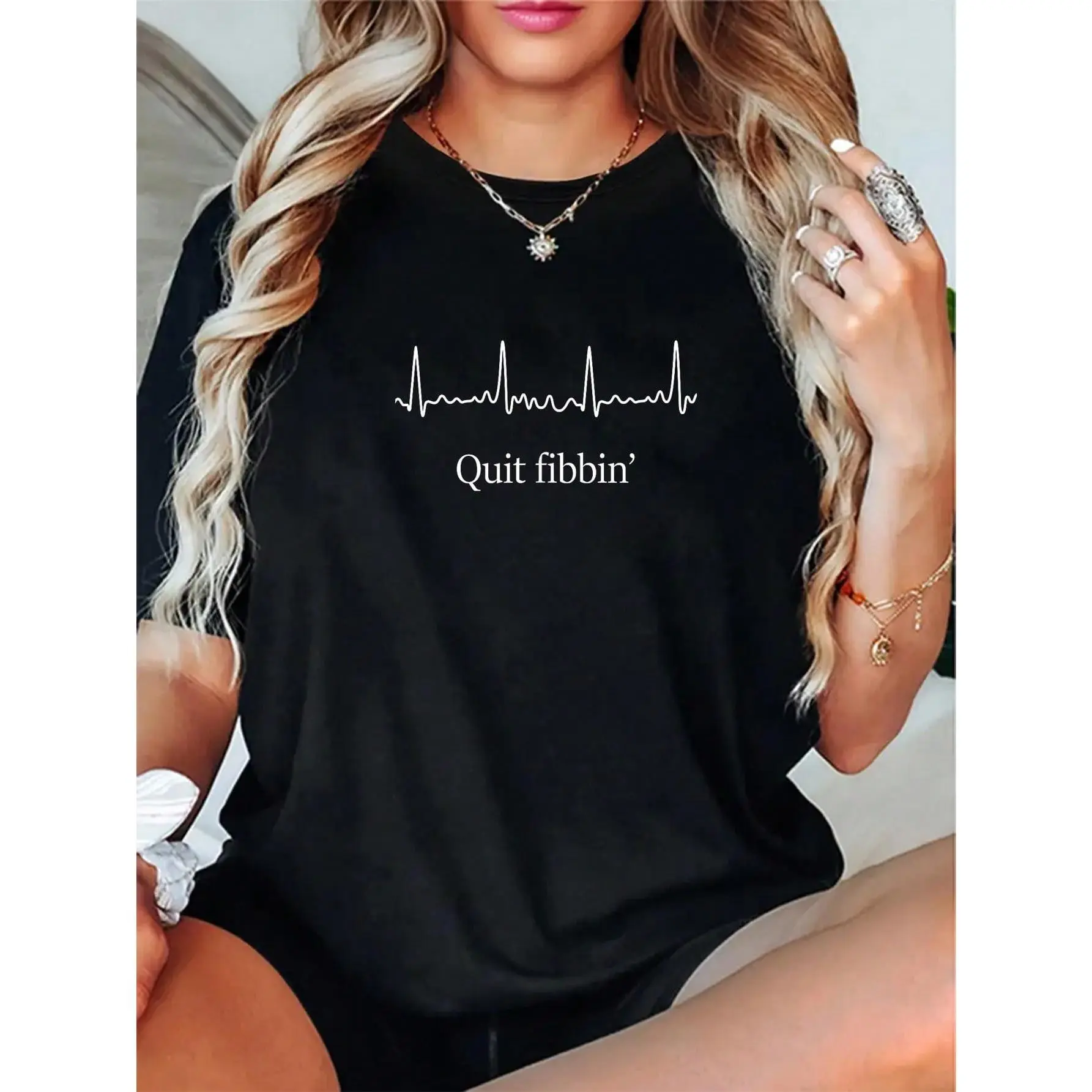 100% Cotton Quit Fibbin Shirt Atrial Fibrillation Funny Medical T-Shirt