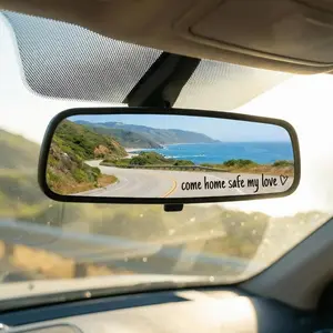 4PCS come home safe my love Vinyl Car Rearview Mirror Sticker Decal for Women Universal Car Decoration Accessories for Girlfriend Boyfriend Wife