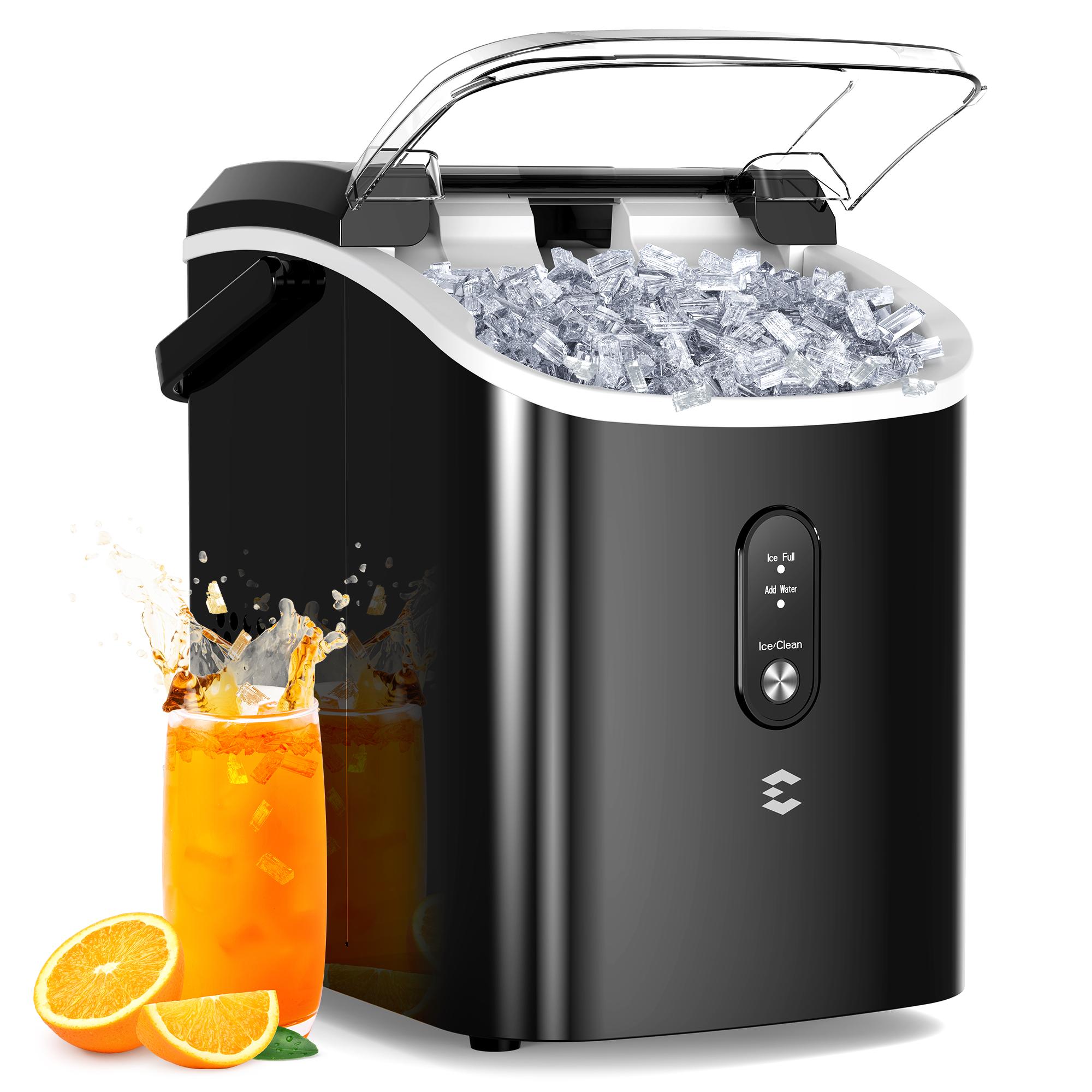 ecozy Countertop Sonic Nugget Ice Maker 33 lbs Daily Output,Self-Cleaning,Stainless Steel, Icemakermachine
