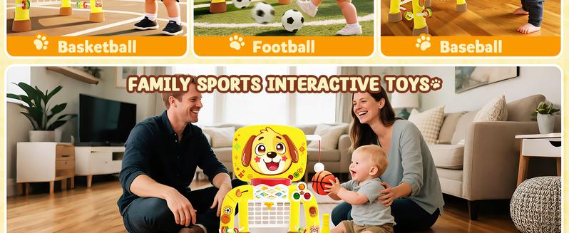 ZERDROFY Christmas Toys for 1 2 3 Years Old Boys Girls, Toddler Interactive Basketball Hoop & Soccer Goal & Baseball Sport Activity Center，Interactive Musical Sports Toys, Valentine’s Day Gifts for Her