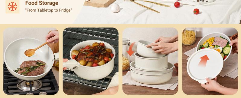 [NEW]SODAY 15pcs Pots and Pans Set Non Stick, Cookware Sets with Detachable Handle, Nonstick RV Kitchen Cooking Set Removable Handles, Oven Safe,Stackable, Frying,Kitchenware,stock up on specials,Valentines Day gifts, gifts