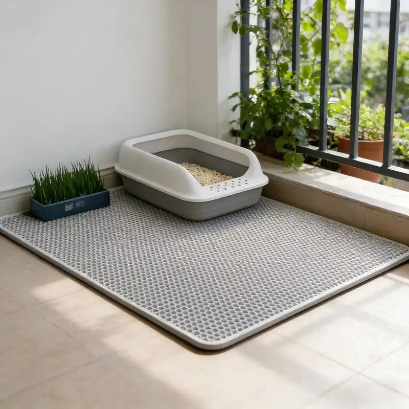 Cat litter mat, double-layer filtering litter tray, washable cat toilet tray, available in four sizes. odor proof