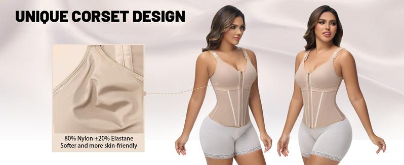 KELLYLEE Women's Zipper Corset with Bra Tummy Control Sport Workout Vest Fajas Colombianas Waist Shapewear Tank Top for Fitness Yoga & Office Wear - Womenswear Basic Full Coverage Compression Minimalist Design
