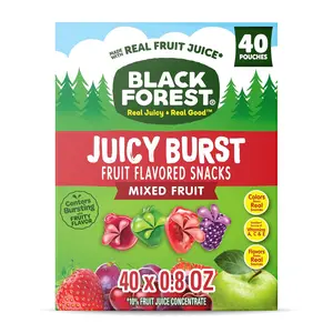 Juicy Burst, Fruit Flavored Snacks, Mixed Fruit Flavors, A Juicy Burst of Natural Flavors, Made with Real Fruit Juice, 0.8 oz 40 ct