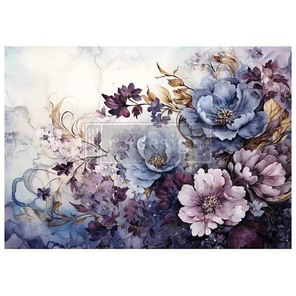 Redesign With Prima A1 Decoupage Fiber Paper - Serene Shadows, Abstract Art, 23.4½”x33.1½”, Decoupage Use, Dreamy Painterly Design, Breathtaking Painted Effect, Printed Surface, Sturdy Customizable Single Sheet, SKU 655350669119