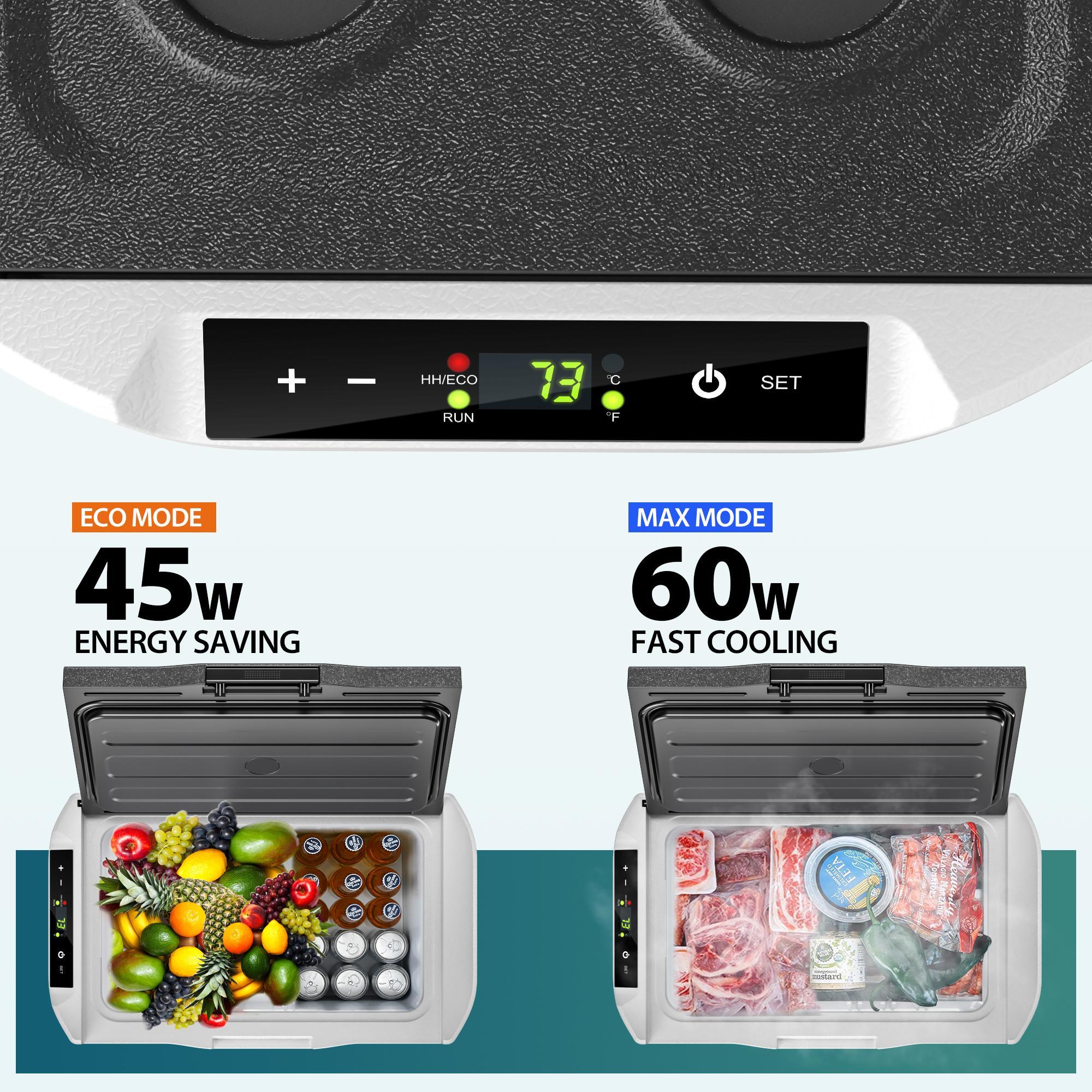 【 LIVE】EUHOMY 2025 12V Portable Refrigerator Freezer (-4℉~68℉) | 22QT(21L)/37QT(35L)/53QT(50L) Sizes, 12/24V DC & 110-240V AC Compressor Cooler | with Wheels & Baskets for Camping, Travel, Truck, RV, Boat