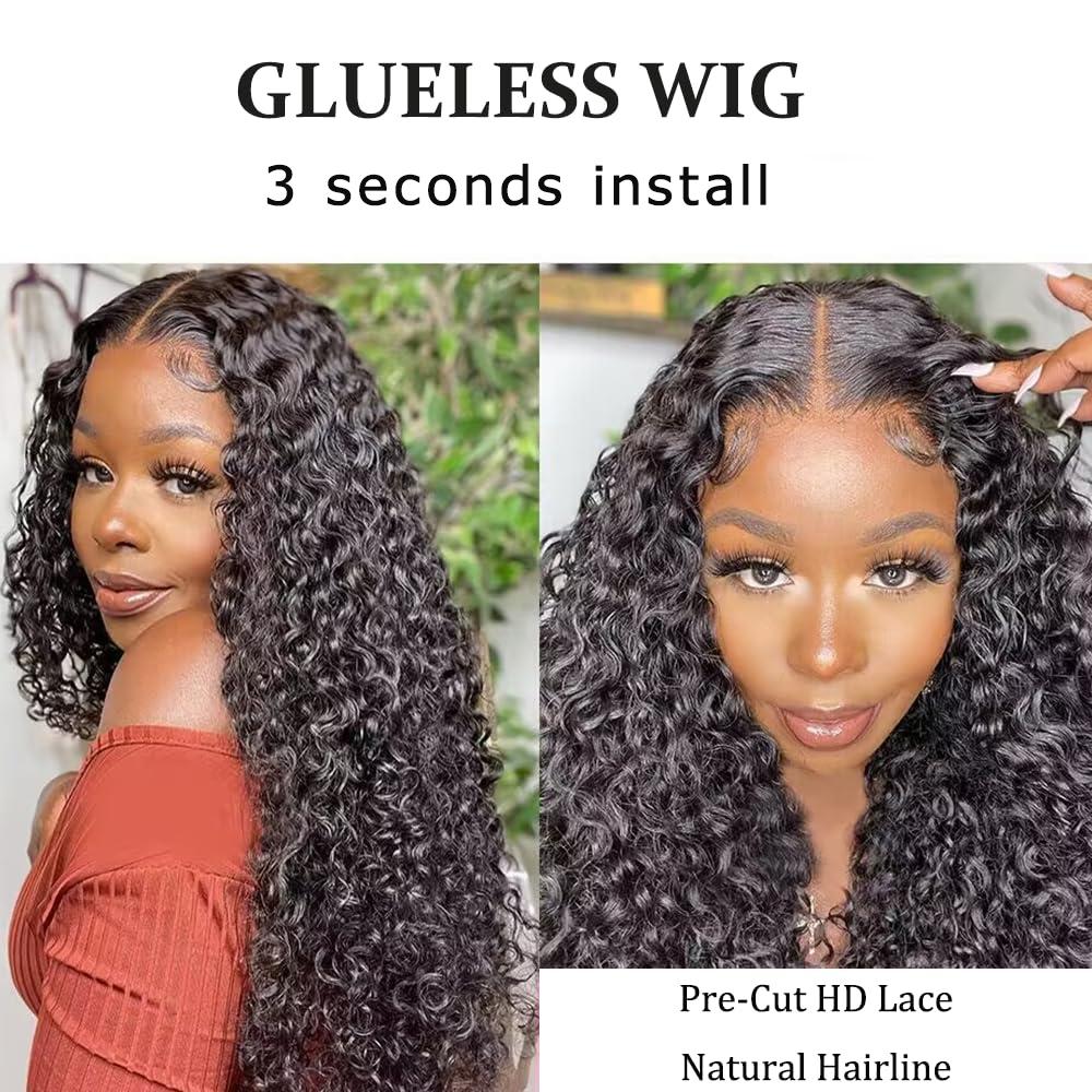 Bling Hair Glueless Wigs Human Hair Pre Plucked Pre Cut 13x4 13x6 Deep Wave Lace Front Drawstring Wigs Human Hair for Women 6x4 5x5 HD Lace Closure Wigs with Elastic Drawstring 180% Density Natural Color
