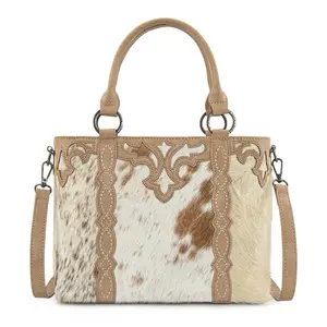 Trinity Ranch One-of-a-Kind Genuine Hair-On Cowhide Collection Concealed Carry Tote Bag