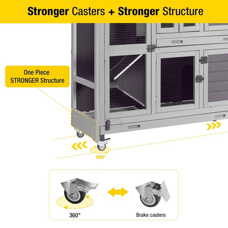 Aivituvin-AIR06-C 2 Story Rabbit Hutch On Wheels (Inner Space 8.32 ft²)