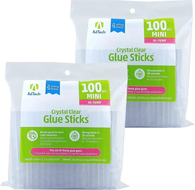 Adtech High Temp Mini Hot Glue Sticks, 4-Inch, 200-Count (2-Pack) | Strong Bond for Crafting, DIY & Repairs | Works with Hi-Temp Mini Glue Guns | Made in the USA AdTech
