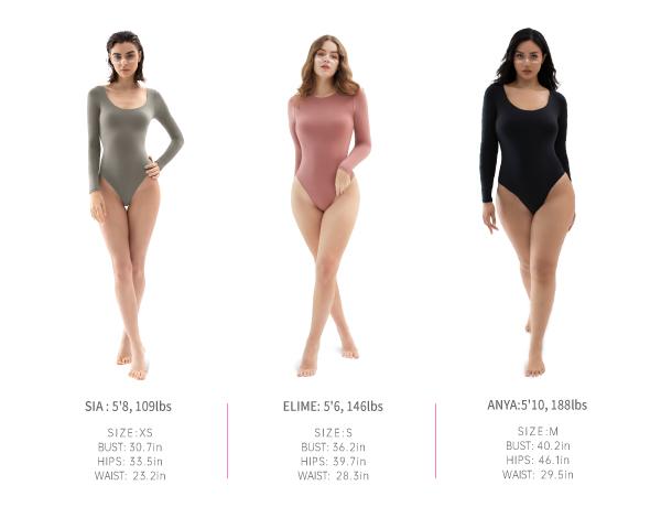 PUMIEY Women's Scoop Neck Long Sleeve Bodysuit Body-hugging Sexy Tops Womenswear Longsleeves Comfort Basic Underwear Lady Minimalist bodysuit  chanclas