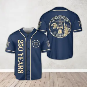 America 250 Years 1776-2026 Baseball Jersey, Faith and Freedom Patriotic Jersey, Christian 4th of July Jersey, USA 250th Anniversary Gift