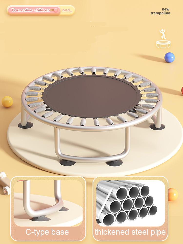 60" Trampoline for Kids with Safety Net, Indoor & Outdoor Toddler Trampoline with Swing, Adjustable Gym Bar & Basketball Hoop, Fun & Active Play for Boys & Girls