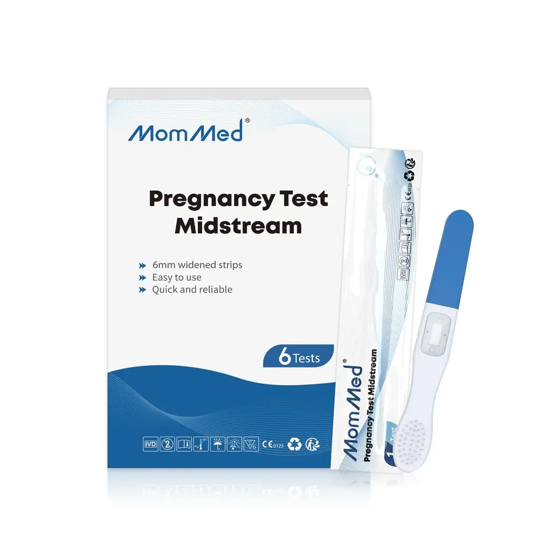 MomMed Home Pregnancy Test, Pregnancy Test Sticks, HCG Midstream Tests, HCG Test Strips Detection Over 99% Accuracy, Home Pregnancy Test Strips in 6 Individually Packed, Accurate & Rapid Detection HCG Testing Kit tiktokshopbacktoschool