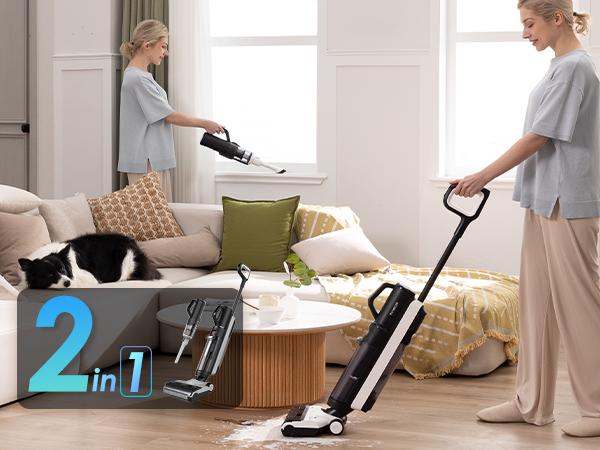 Tineco FLOOR ONE S5 COMBO 2-in-1 Smart Cordless Wet-Dry Vacuum Cleaner and HandVac, Great for Sticky Messes and Pet Hair, Lightweight, Ultra-Quiet, with Smart Display, Wi-Fi, App and Voice Guide