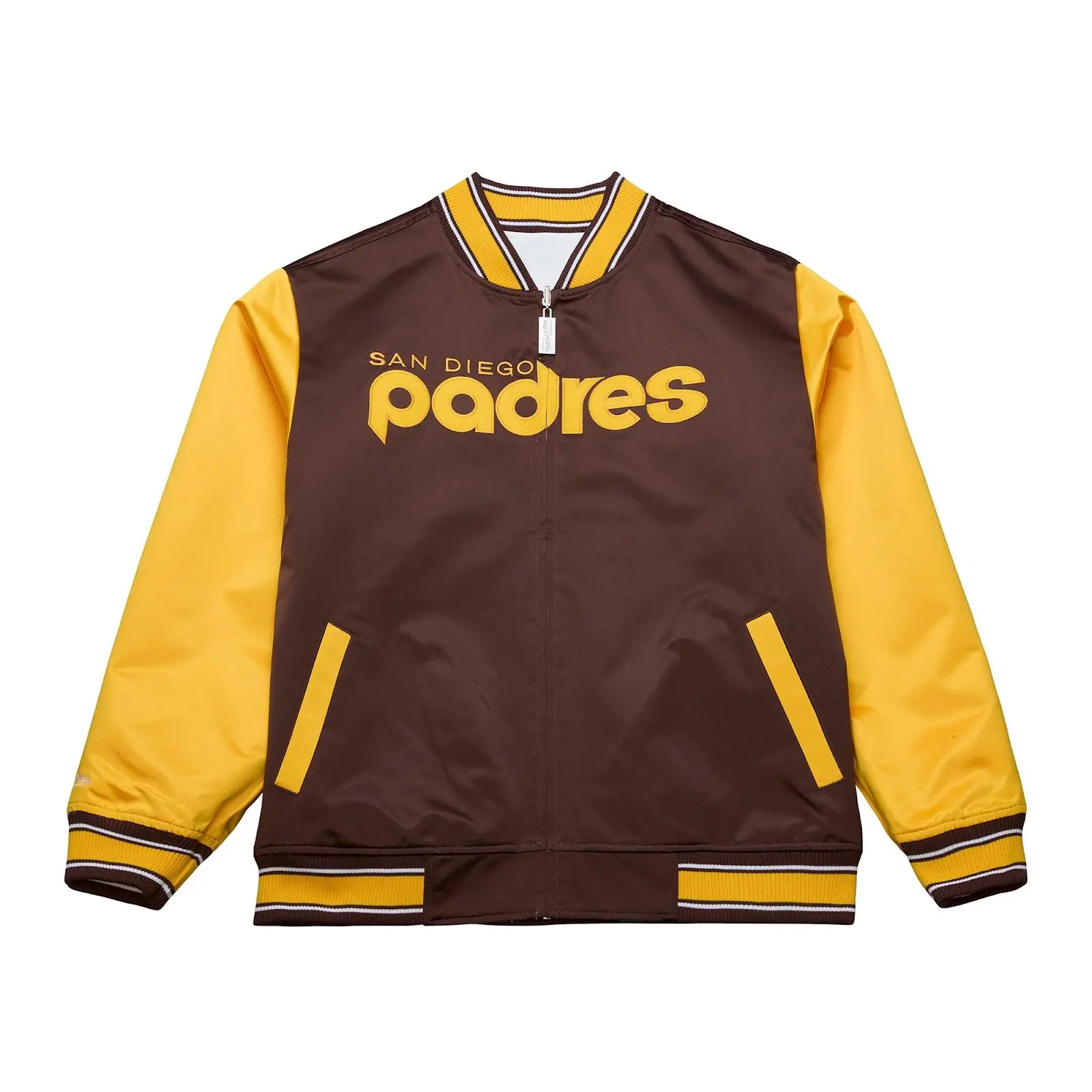San Diego Padres White & Brown Reversible Satin Full-Zip Jacket