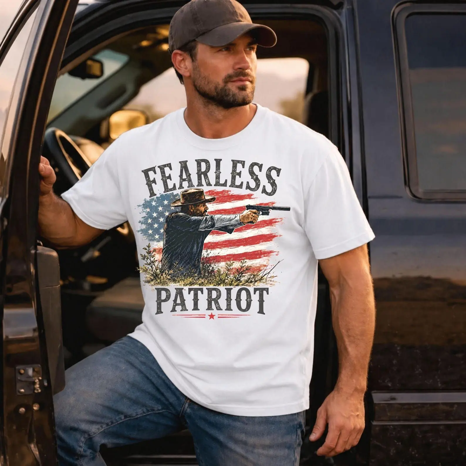 Fearless Patriot T-Shirt, American Flag Graphic Tee, Patriotic Gift For Men, Birthday Gift Holiday Gift