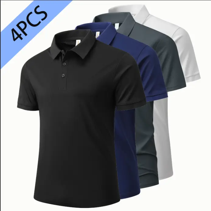 Menswear 4PCS 2026 New Polo Shirts, 8688 Short-Sleeve Plain Casual Wear Tops with 180g Fabric, Lightweight Fabric, Tops Pack, Smart Casual Style, Group Fit, Cellulose, Group Pack,clothes for back to school,first day of school outfits