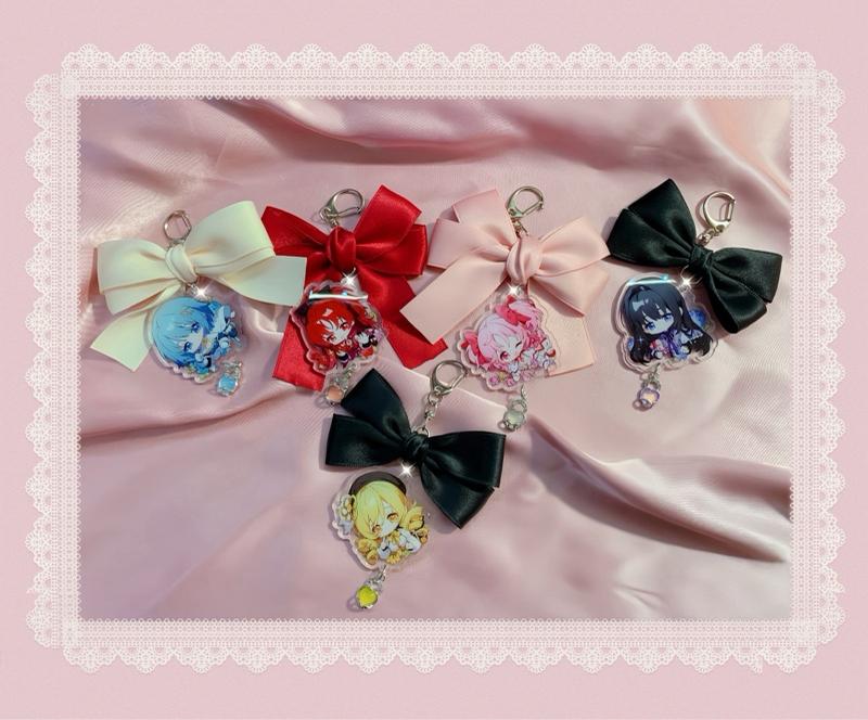 Puella Magi Madoka Magica Sayaka Miki Kyoko Sakura Mami Tomoe Homura Madoka Anime Manga Kawaii Githuc Lolita EGL Keychain Purse Bag Charm with Bow and Unique Design