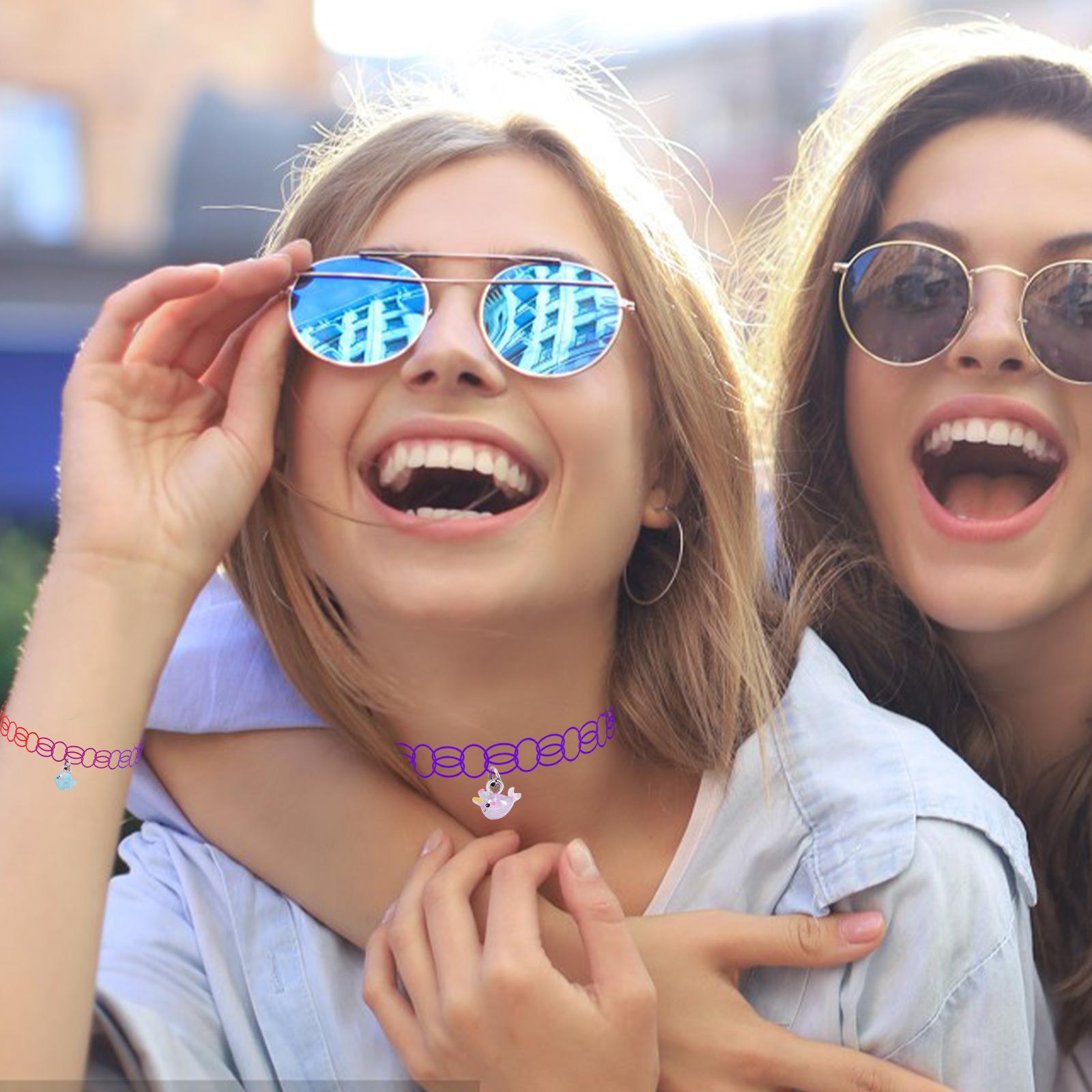 Pinksheep 12Pcs Choker Necklace Set, Pendant Charm Chokers Henna Tattoo Stretch Elastic for Dress up