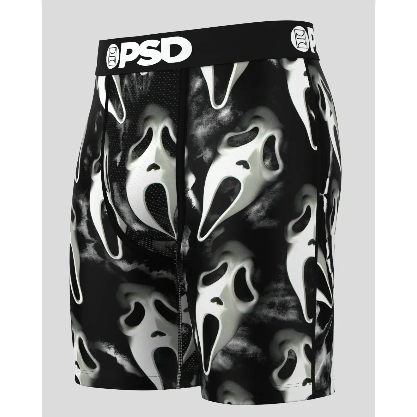 PSD Mens Ghostface Dark Boxer Brief - Standard Length 7 Inch Inseam, Soft and Breathable Poly Blend Fabric