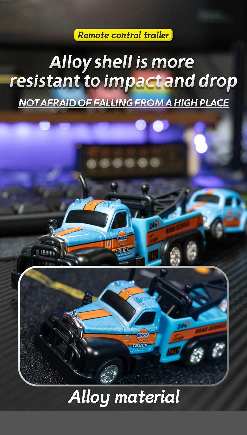 Hotfree 1/64 Mini RC Tow Truck, 2.4GHz Alloy Roadside Rescue Vehicle Model with Movable Crane Hook, App & Remote Control Flatbed Truck, 3-Speed Adjustable, USB-C Rechargeable, Indoor Outdoor Racing Trailer Toy, Christmas Birthday Gift for Kids Boys